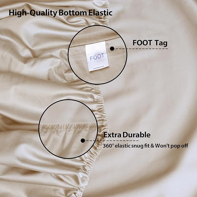 Queen Size Fitted Sheet Only Beige, 100% Egyptian Cotton 600 Thread Count - Image 5