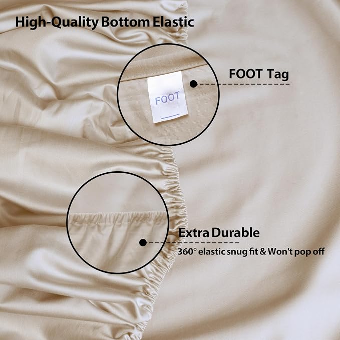 King Size Fitted Sheet Only Beige, 100% Egyptian Cotton 600 Thread Count - Image 5