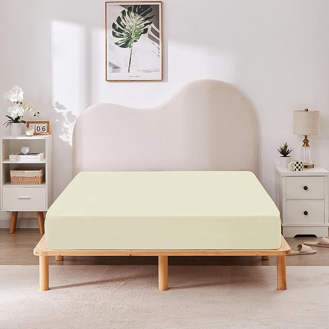 HBHLFZ Twin Fitted Sheet Only, Soft Breathable Bottom Sheet - Image 6