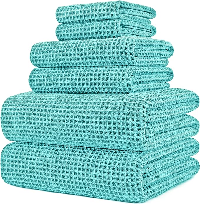 POLYTE 430 GSM Microfiber Quick Dry Lint Free Oversize Bath Towel Set, 6 Piece by Polyte