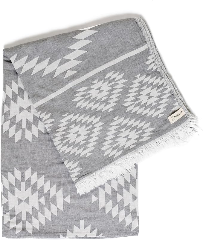 Bersuse 100% Cotton Teotihuacan XL Throw Blanket Turkish Towel Beach Blanket - Image 7