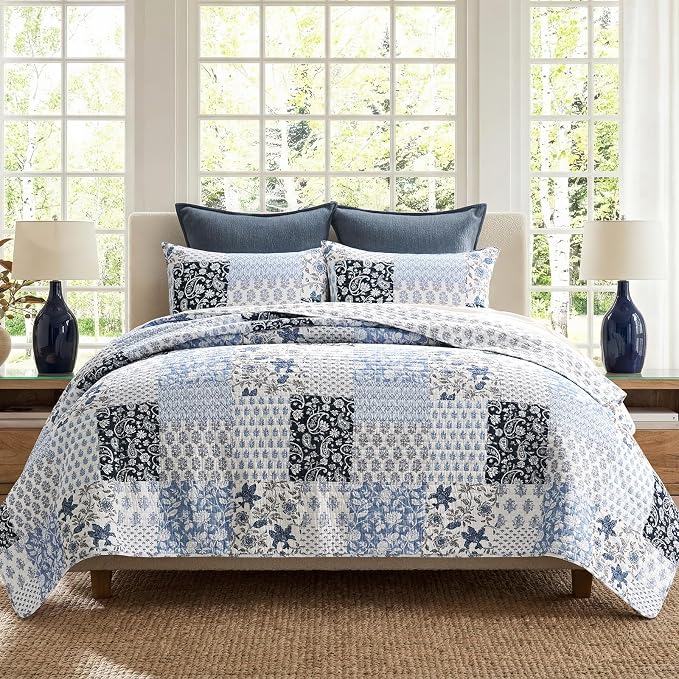 EverGrace Cotton Quilt Set King Size, 100% Cotton Reversible Lightweight by EverGrace