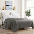 100% Fine Cotton Luxurious Basket Weave Blanket, Dark Gray, King Size by SweetHomeCollection