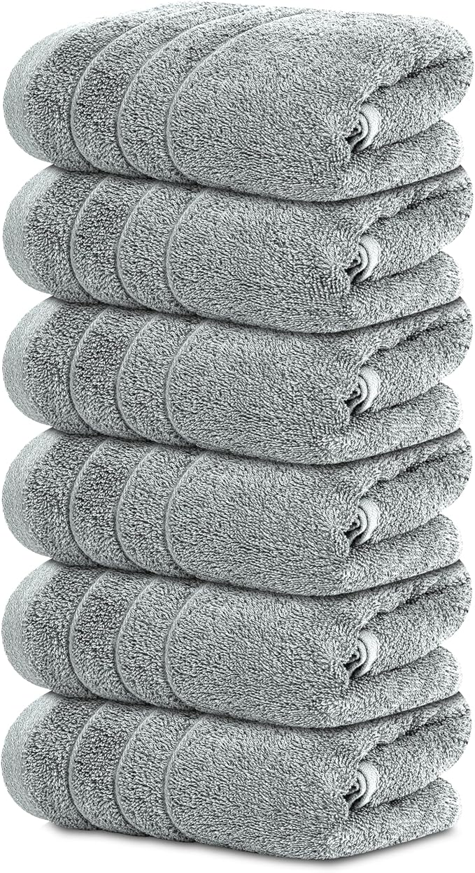 Tens Towels Pack of 6 Hand Towels, 100% Cotton, Lighter Weight, Quick to Dry by TensTowels
