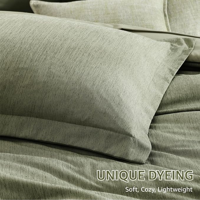 Monbix King Size Comforter Set, Sage Green King Size Bed Set Reversible 7 Pieces - Image 6