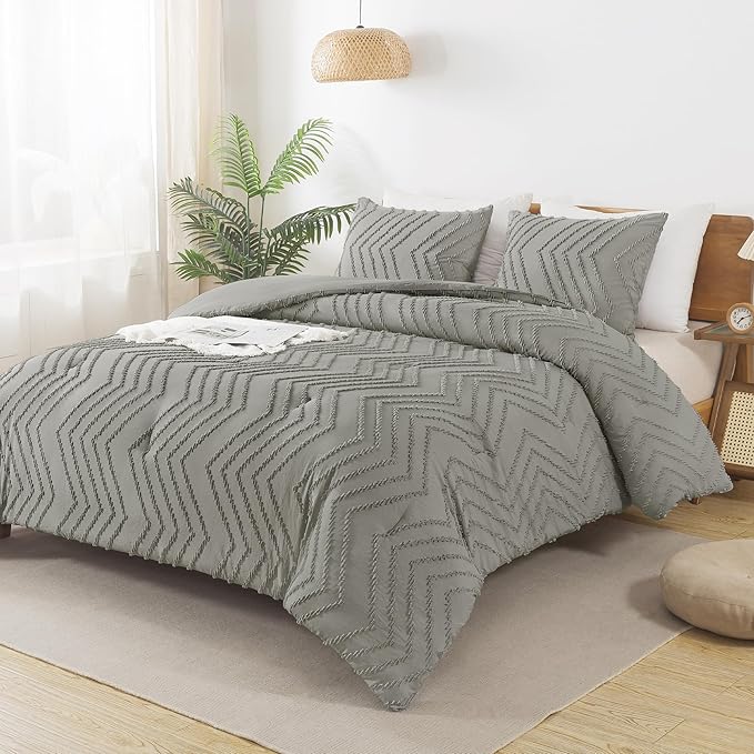 Andency Medium Grey California King Comforter Set, Boho Cal King Soft Warm - Image 6