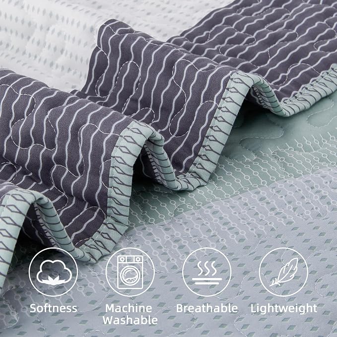 Andency Stripe Quilt Set Cal King, 3 Pieces Patchwork Bedspread Coverlet Set - Image 5
