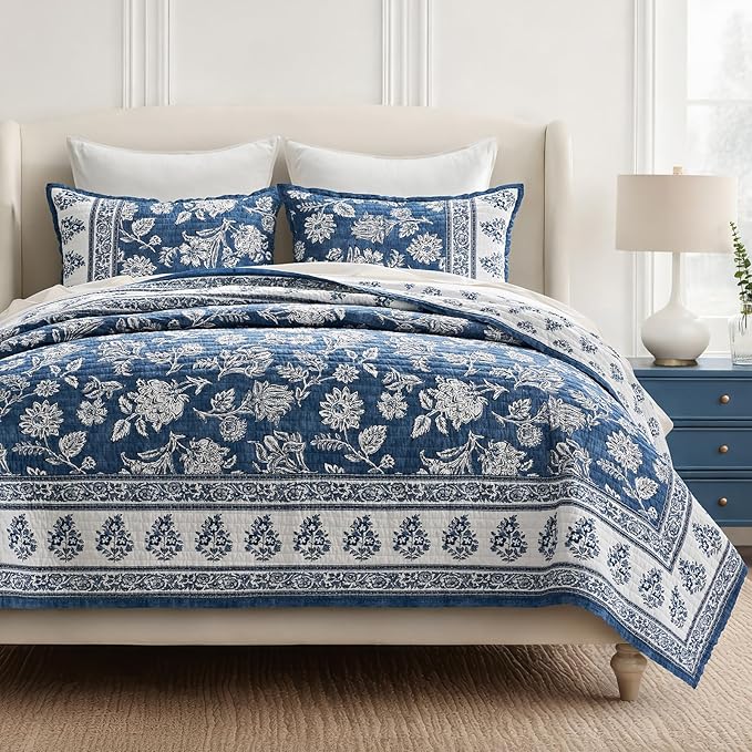 EverGrace Cotton Quilt Set King Size, 100% Cotton Reversible Lightweight by EverGrace
