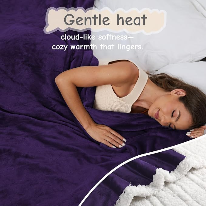 Electric Heated Blanket Full Size 72"x84", Soft Flannel - Image 2