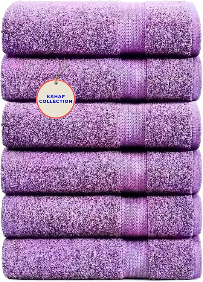 KAHAF COLLECTION 100% Cotton Bath Towels, 24x48 Pack of 6 Towels, Quick Dry by KAHAF+COLLECTION