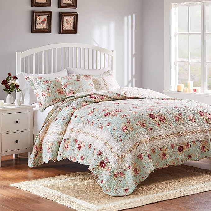 Greenland Home Antique Rose 100% Cotton Heirloom-Quality Quilt Set, 4-Piece - Image 5
