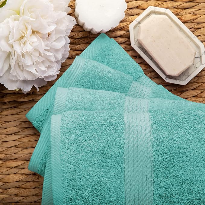 SUPERIOR Egyptian Cotton Pile Hand Towel Set of 4, Ultra Soft Luxury Towels - Image 5