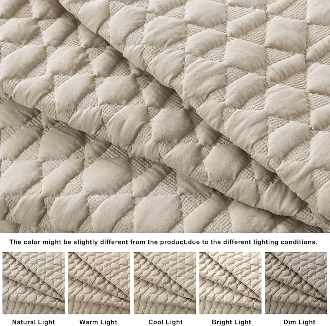 Beige Quilt Queen Size Bedding Sets - Image 3