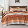Andency Orange Quilt Queen, 3 Pieces Patchwork Striped Bedspread Coverlet Set by Andency