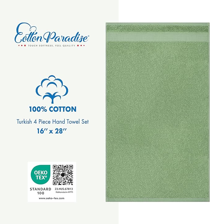 Cotton Paradise Hand Towels for Bathroom, 100% Cotton Turkish 4 Piece Hand - Image 4
