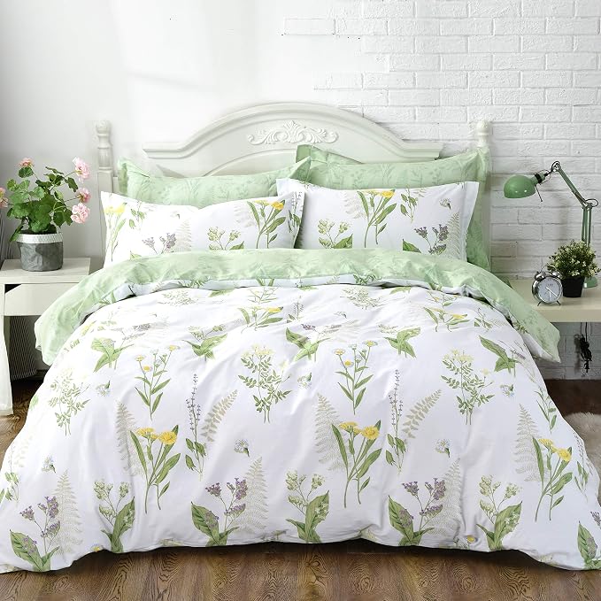 FADFAY Farmhouse Premium Shabby Green Daisy and Botanical Lavender Flowers 100% - Image 3