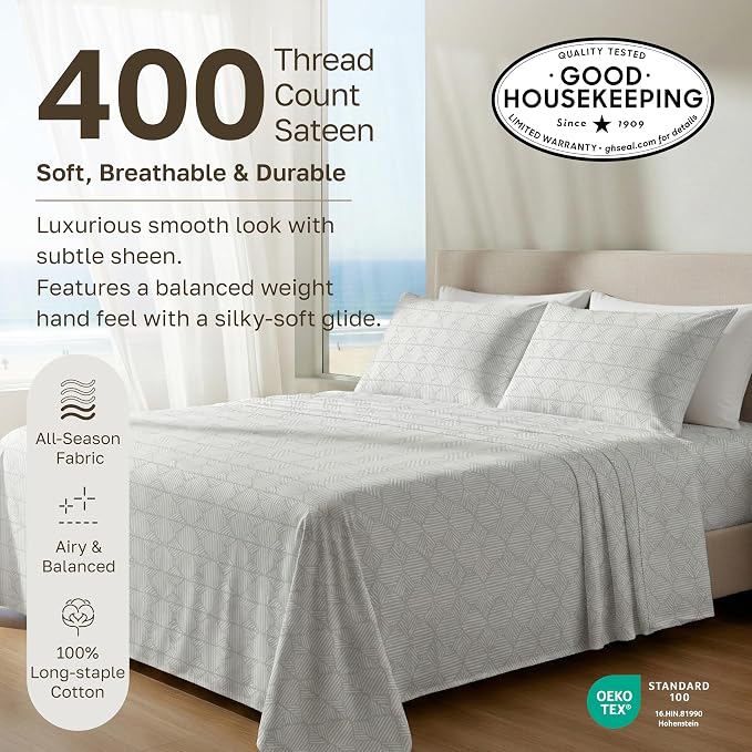 California Design Den Soft Full Size 100% Cotton Sheet Sets, 400 TC Good - Image 3