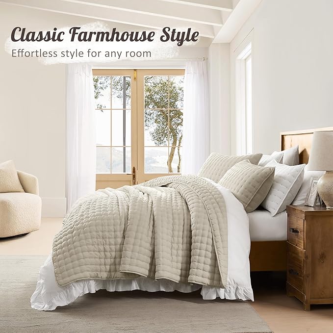 WDCOZY Beige Twin Quit Size Bedding Sets - Image 6