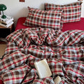 mixinni Vintage Red & Brown Buffalo Plaid Duvet Cover Set Twin Size by mixinni