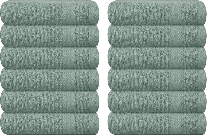 GLAMBURG Ultra Soft 12-Piece Washcloths Set 13x13-100% Ringspun Cotton by GLAMBURG