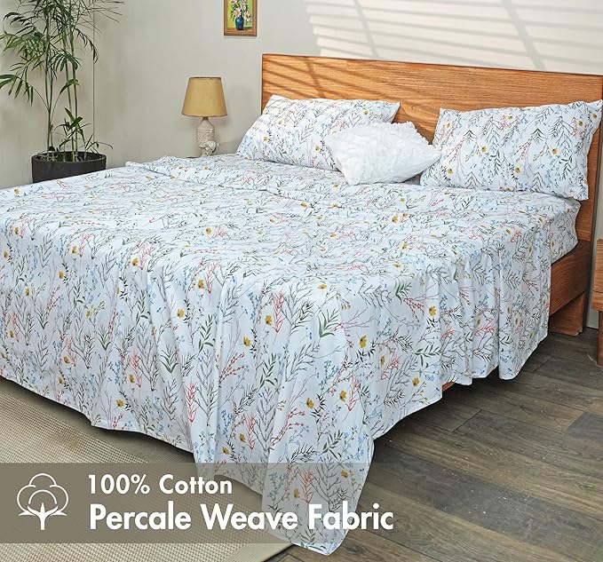 RUVANTI 100% Cotton Sheets – Queen Size Percale Bedding, Cooling & Breathable - Image 2