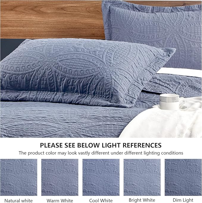 Love's cabin Quilts for Queen Bed Blue Bedspreads - Image 5