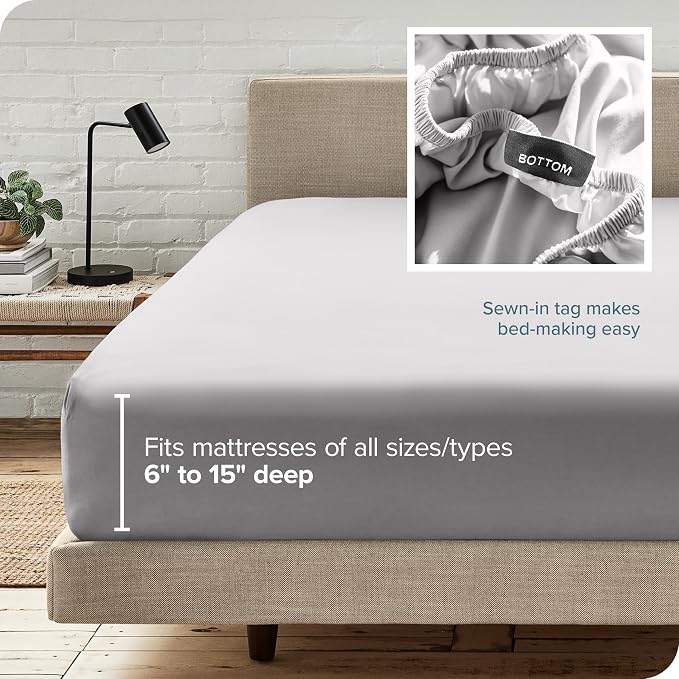 Bare Home Fitted Bottom Sheet Short Queen Size - Image 6