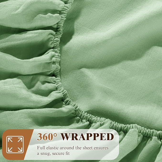 SONORO KATE 100% French Linen Fitted Sheet - Image 5