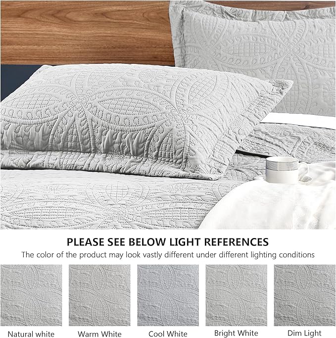 Love's cabin Twin Quilt Bedding Set Light Grey Bedspreads - Image 5