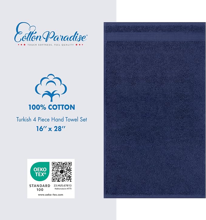 Cotton Paradise Hand Towels for Bathroom, 100% Cotton Turkish 4 Piece Hand - Image 4