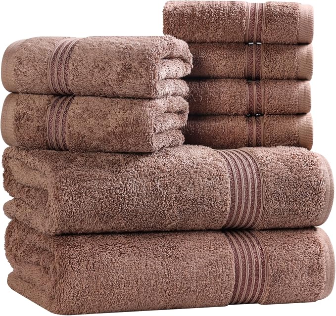 Superior Egyptian Cotton 8-Piece Towel Set, Guest Bath Decor Essentials - Image 2