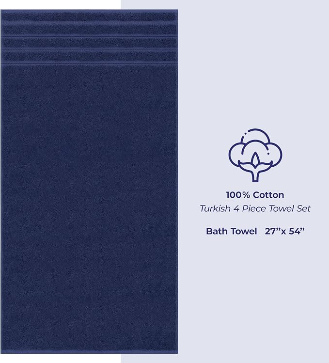American Soft Linen Luxury 4 Piece Bath Towel Set, 600 GSM 100% Cotton Turkish - Image 4