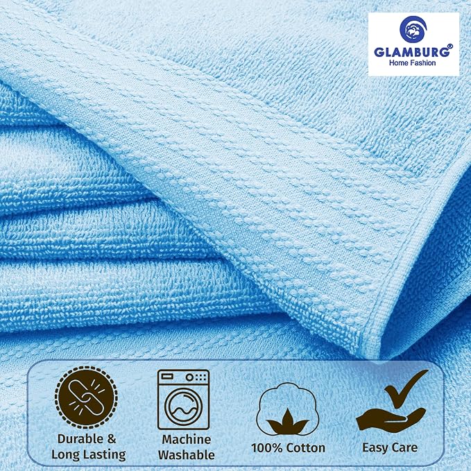 GLAMBURG Premium Cotton Oversized 2 Pack Bath Sheet 35x70-100% Pure Cotton - Image 2