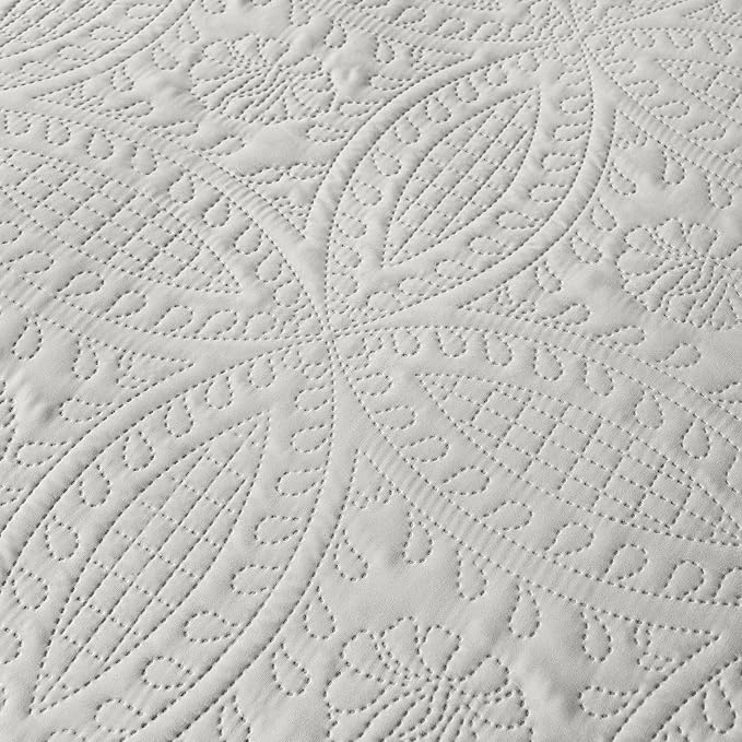 akkialla Quilts Queen Size, Light Grey Ultrasonic Full/Queen Quilt Set - Image 7
