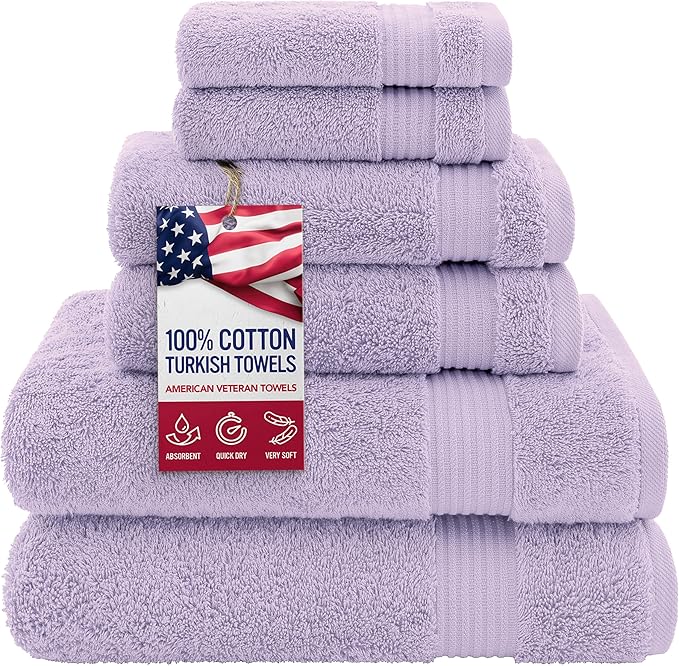 American Veteran Towel, 100% Cotton Turkish 6 Piece Towel Set, Luxury Towels by AmericanVeteranTowel
