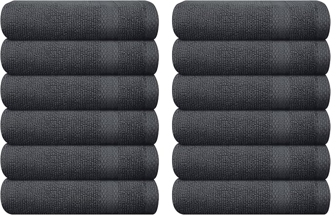 GLAMBURG Ultra Soft 12-Piece Washcloths Set 13x13-100% Ringspun Cotton by GLAMBURG