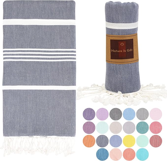 Beach Towel 100% Cotton Turkish Beach Towel Adult 38x70 Inch Pre-washed by NatureIsGift
