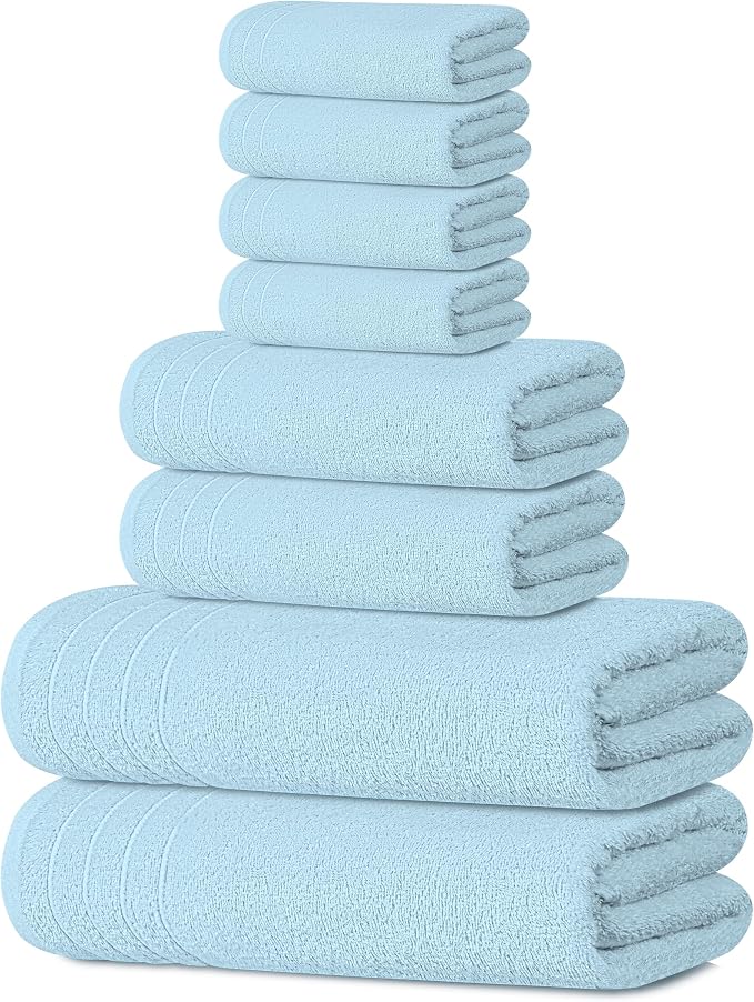 Tens Towels Pack of 8 Towels Set, 2 Extra Large Bath, 2 Hand, 4 Washcloths by TensTowels