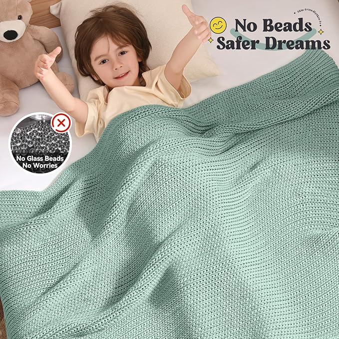 Guohaoi Knitted Weighted Blanket Kids No Beads Cooling Heavy Blanket, Home - Image 3