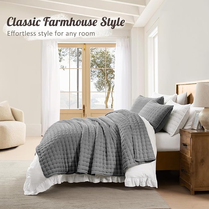 WDCOZY Dark Grey Queen Size Quilt Bedding Sets - Image 6