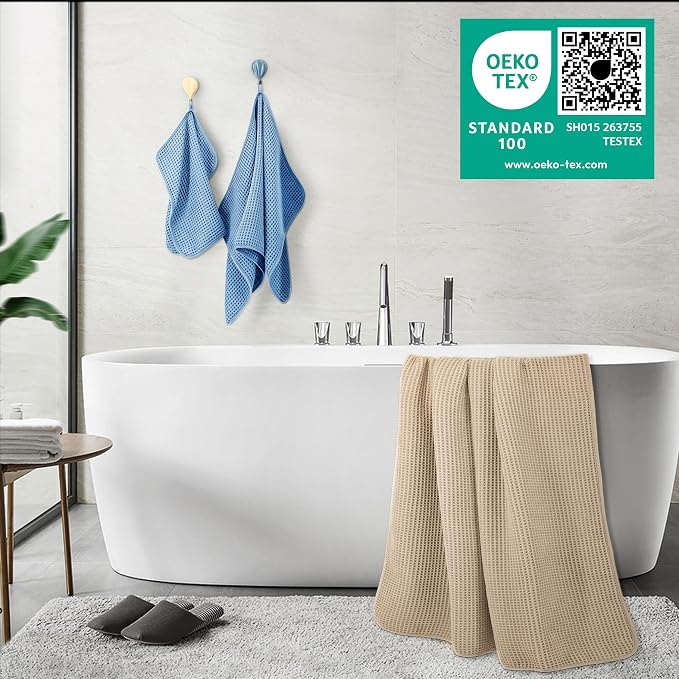 POLYTE 430 GSM Microfiber Quick Dry Lint Free Oversize Bath Towel Set, 6 Piece - Image 3