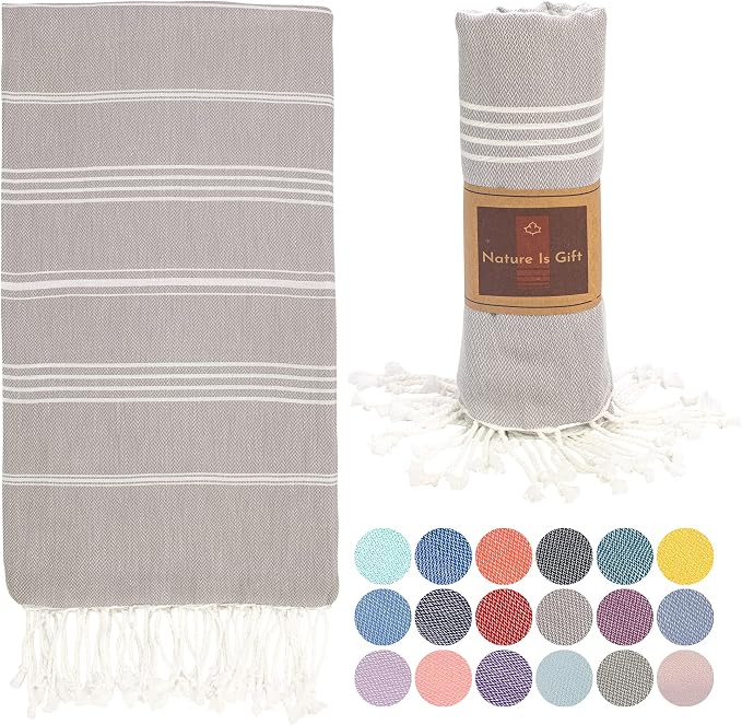 Beach Towel 100% Cotton Turkish Beach Towel Adult 38x70 Inch Pre-washed by NatureIsGift