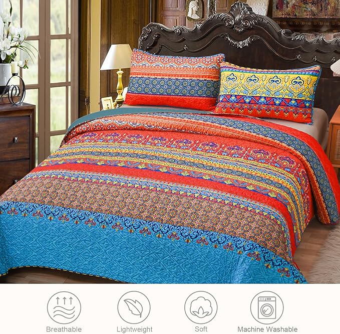 Exclusivo Mezcla Reversible Boho Quilts Twin Size - Image 2