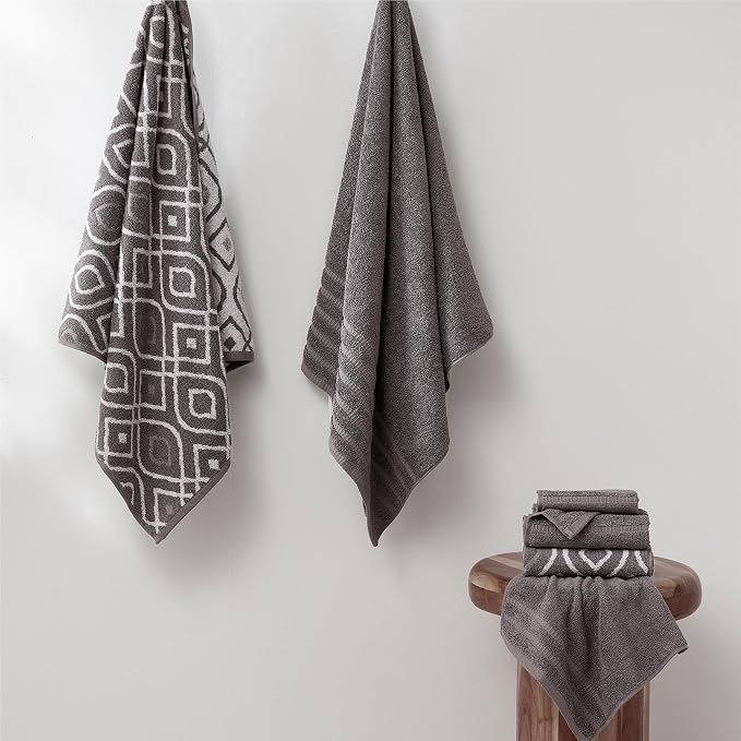 Modern Threads Classic Diamond 6-Piece 100% Cotton Towel Set – Yarn Dyed - Image 2