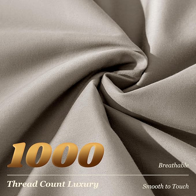 LBRO2M 1000 Thread Count 100% Egyptian Cotton Sheets Set Full Size, 4 Piece - Image 3
