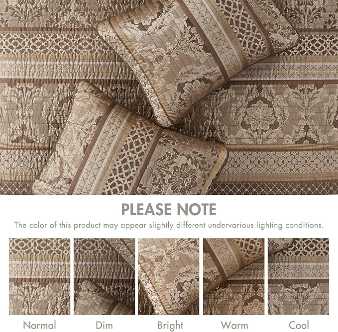 Madison Park Quilt Traditional Damask Design All Season, Lightweight Coverlet - Image 7