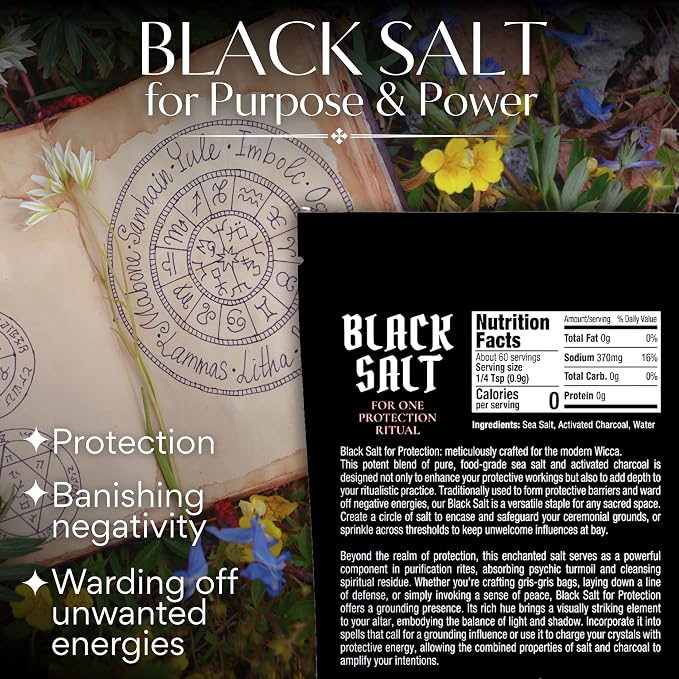 Black Salt for Protection Rituals & Wiccan Spells, Handcrafted Negative Energy - Image 2