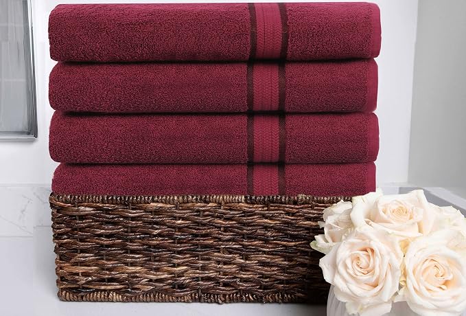 Cotton Craft Ultra Soft 4 Pack Oversized Extra Large Bath Towels 30x54 Burgundy - Image 4