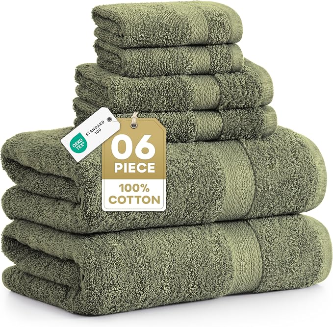 LANE LINEN Luxury Cotton Bath Towel Pack of 6 by LaneLinen