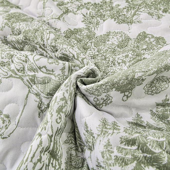 WONGS BEDDING Botanical Quilt Set California King Size, Sage Green 3 Pieces - Image 6